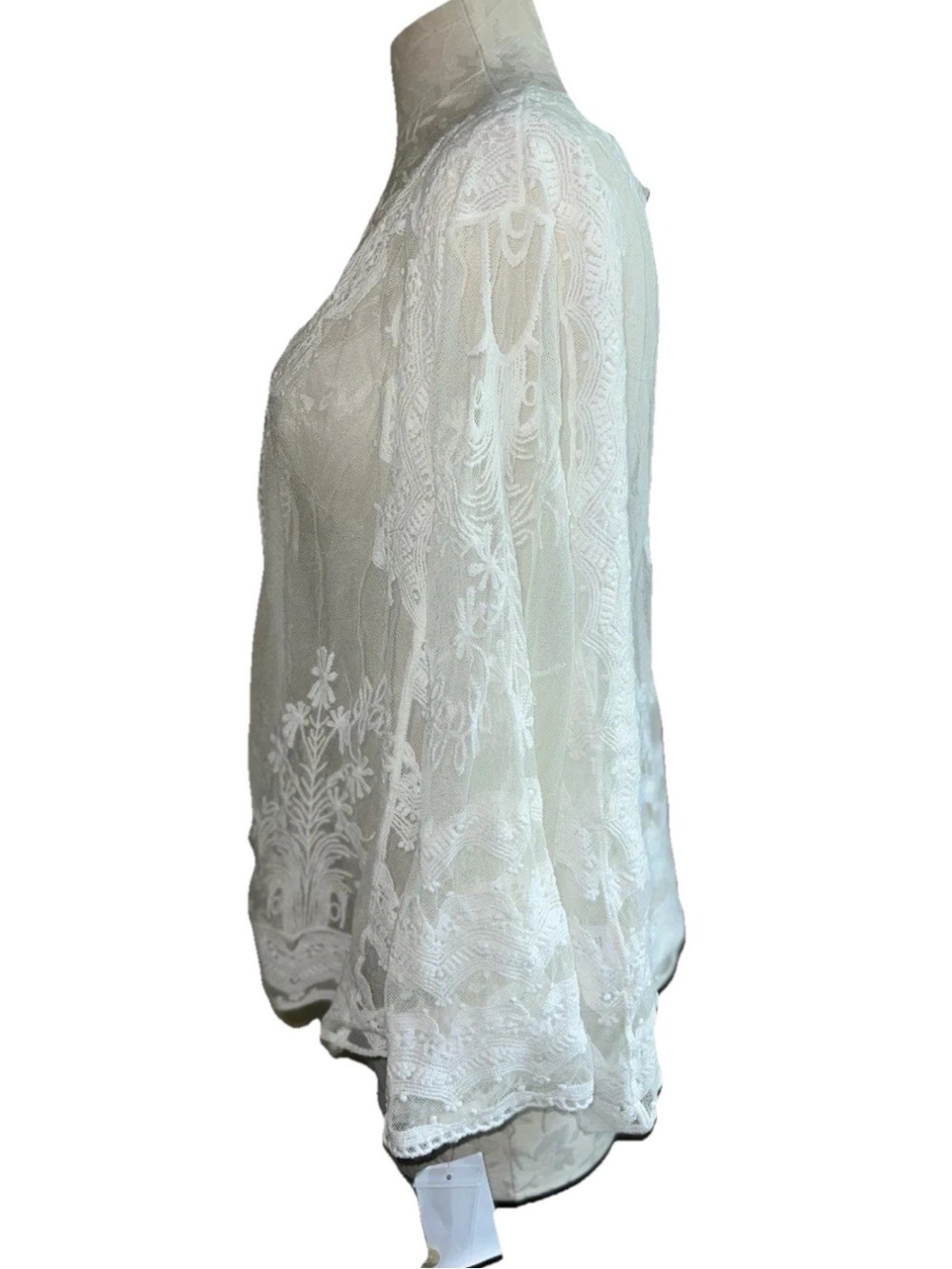 Chris McLaughlin NWT White Sheer Lace Embroidered Shrug Cardigan 3X - Picture 13 of 16